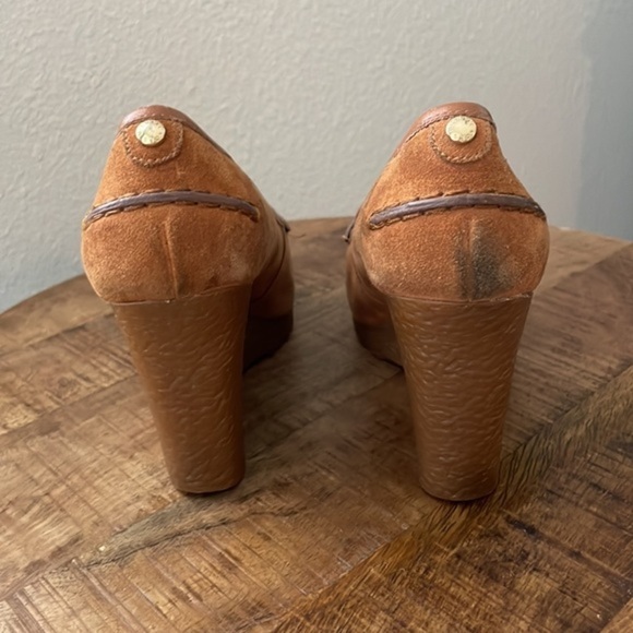 Michael Michael Kors Rory Wedge Loafer Brown Suede Platform - Picture 5 of 8